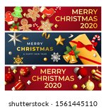 merry christmas banner set with ... | Shutterstock .eps vector #1561445110