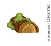 Tree Log With Green Moss Vector ...