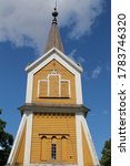 Small photo of Ikaalinen, Finland - July 15 2020: Ikaalinen Church, also known as Fredrika Sofia Church. Clock tower.