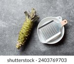 Fresh raw wasabi and grater