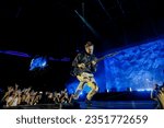 Small photo of Lead singer and guitarist Matthew Bellamy of the rock band Muse, performed during their 'Will of the People' concert in Bukit Jalil National Stadium Kuala Lumpur July 29, 2023.