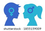 silhouette of boy and girl.... | Shutterstock .eps vector #1855159009