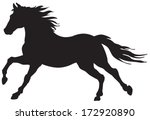 Black Silhouette Of Horse.