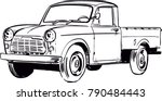 vintage pickup truck vector... | Shutterstock .eps vector #790484443