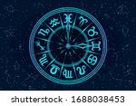 round frame with zodiac signs.... | Shutterstock . vector #1688038453