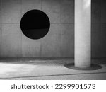 Small photo of Cement wall concrete column Circle void Modern building Space Architecture details