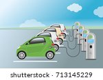 power supply for electric car... | Shutterstock .eps vector #713145229