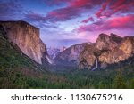 Vibrant sunset over Tunnel View in California