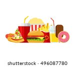 colorful fast food vector... | Shutterstock .eps vector #496087780