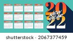 2022 calendar retro design.... | Shutterstock .eps vector #2067377459