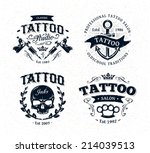 vector tattoo studio logo... | Shutterstock .eps vector #214039513