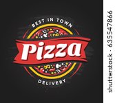 pizzeria vector emblem on... | Shutterstock .eps vector #635547866