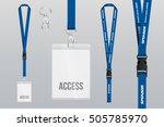 set of lanyard and badge. metal ... | Shutterstock .eps vector #505785970