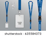 set of lanyard and badge. metal ... | Shutterstock .eps vector #635584373
