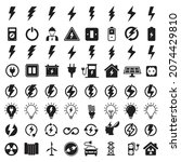 electricity icons set. power... | Shutterstock .eps vector #2074429810