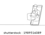 continuous one line drawing... | Shutterstock .eps vector #1989516089