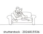 single one line drawing happy... | Shutterstock .eps vector #2026815536