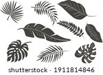set of tropical leaves in... | Shutterstock .eps vector #1911814846