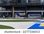Small photo of San Francisco, California, USA, June 29, 2022: The Chase Center is an indoor arena in the Mission Bay neighborhood of San Francisco, California. Golden State Warriors team logo.