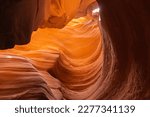 Small photo of Beautiful light beams in the Antelope Canyon X. Canyon X is a slot canyon in Page, Arizona, USA, located in the exact same Antelope Canyon as the famous Upper and Lower Antelope Canyons.