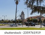 Small photo of Los Angeles, California, USA, June 21, 2022: Beverly Hills City Hall and Civic Center. Architect William Gage created the Spanish Renaissance building in typical government style of that era.
