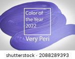 Small photo of Pantone color of the year 2022 Very Peri. Lavender new trend color on white background. Texture paint smear. New York, USA - 09 December 2021