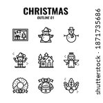 christmas outline icon set 1. ... | Shutterstock .eps vector #1871735686
