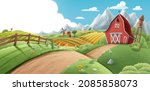 Illustrated Landscape Of A Farm ...