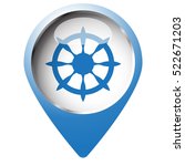 Map Pin Symbol With Boat Wheel...