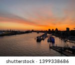 Sunset and orange skies on the Elbe image - Free stock photo - Public ...