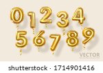 Golden Number Balloons 0 To 9....