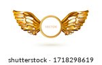 3d emblem with wings  frame for ... | Shutterstock .eps vector #1718298619