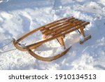 Old Wooden Sledge In The Fresh...