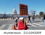 Small photo of Washington, DC – January 22, 2022: Pro-choice activists demonstrate near the U.S. Capitol on the 49th anniversary of the Roe v Wade decision which guaranteed a woman's right to have an abortion.