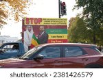 Small photo of Washington, DC – October 29, 2023: A truck billboard circled the White House accusing UAE Sheikh Bin Zayed of financing drone attacks against the Amara people in Ethiopia.