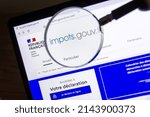 Small photo of Clamart, France, April 8, 2022: Detail of the French government website "Impots.gouv.fr" allowing you to file your tax return, calculate and pay your taxes online