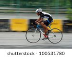 Small photo of KUALA LUMPUR - APRIL 14: Muhamad Hafiz of YellowBikeCompany Cycling Team ride during 24/7 Bigtime Criterium Race at Kuala Lumpur Speed City on April 14, 2012 in Kuala Lumpur, Malaysia