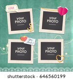 collage photo frame on vintage... | Shutterstock .eps vector #646560199