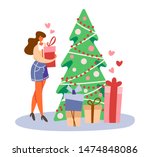 flat cartoon girl or woman... | Shutterstock .eps vector #1474848086