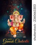 Small photo of Lord Ganpati on Ganesh Chaturthi background. abstract vector illustration design