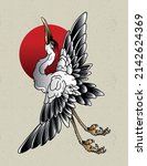 crane japanese tattoo old school | Shutterstock .eps vector #2142624369