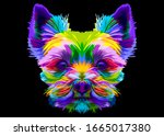 Colorful Yorkshire Terrier Dog...