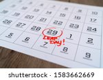Calendar with marking in red...