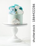 blue birthday cake for a little ... | Shutterstock . vector #1864422286