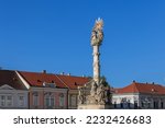 Small photo of Plague Column (Coloana Ciumei), also known as Holy Trinity Monument, is Baroque monument placed in Timisoara Union Square (Piata Unirii) in 1740 to commemorate plague epidemic end, Romania