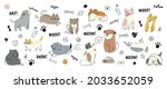 cute dogs doodle vector set.... | Shutterstock .eps vector #2033652059