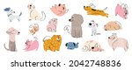 Cute Dogs Doodle Vector Set....