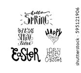 wonderful handwritten spring  ... | Shutterstock .eps vector #595121906