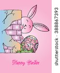 happy easter card with funny... | Shutterstock .eps vector #388867393