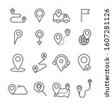 geolocation thin line icons set.... | Shutterstock .eps vector #1607281126
